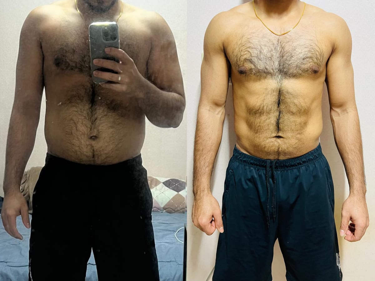 Kaveesha before and after — 5 kg lost over 2 months of online coaching