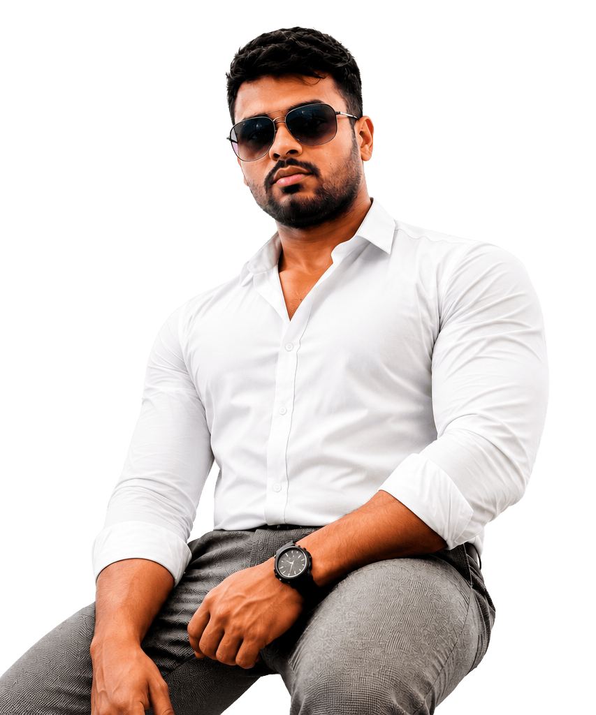 Don Ranu seated, online fitness coach based in Malabe, Sri Lanka